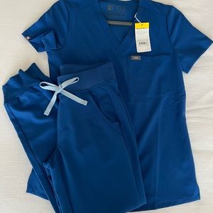FIGS SCRUB SET- XXS ROYAL BLUE MATCHING SET- TOP AND JOGGERS